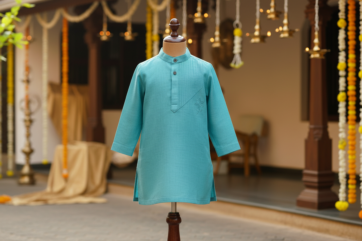 Azure Blue Kurta in elegant setting