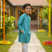 Azure Blue Kurta - Kids 2