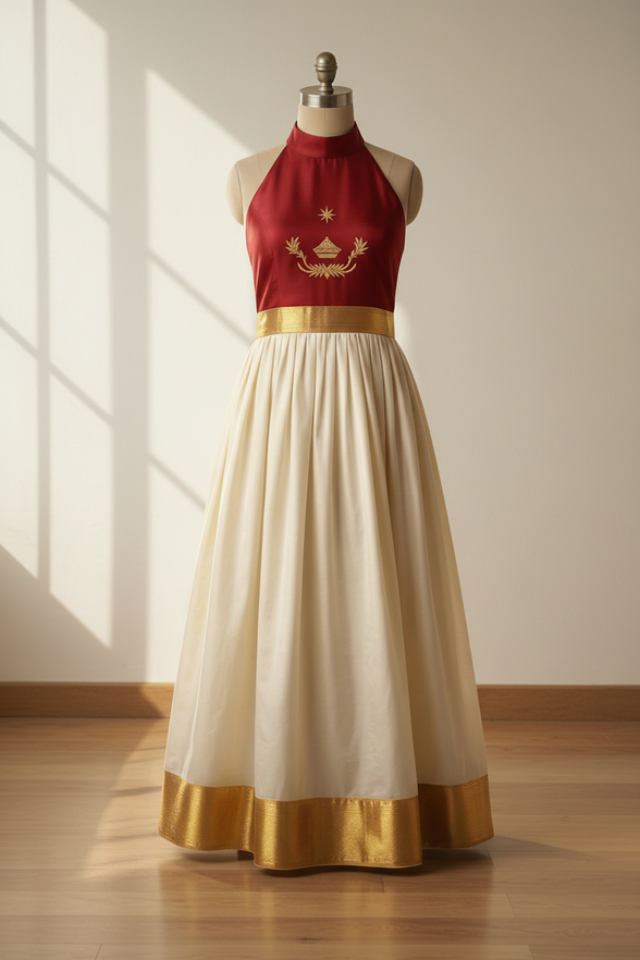 Maroon Elegance Pattu - Realistic