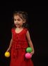 Full front view of Primrose · Edition Two, a sleeveless scarlet kids frock in plant-based eucalyptus fibre, sizes 1 to 12 years