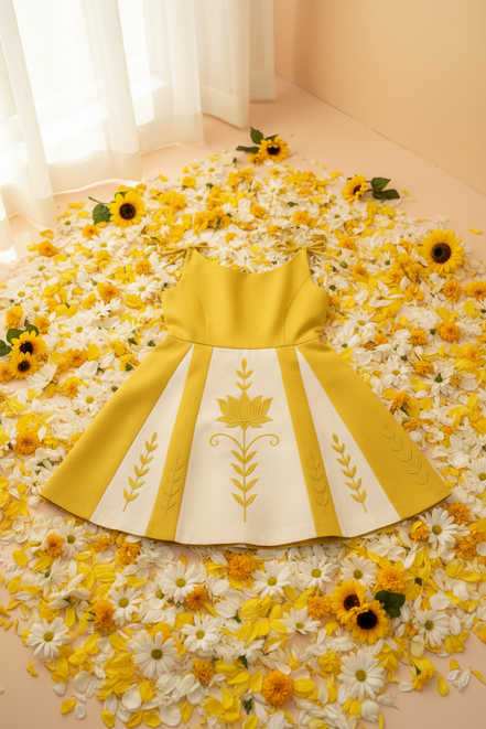 Yellow Golden Blossom Frock - Another Angle